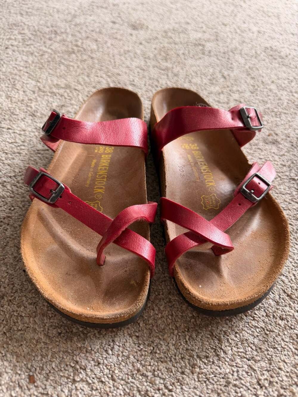 Birkenstock Mayari Red Leather Strap Sandals